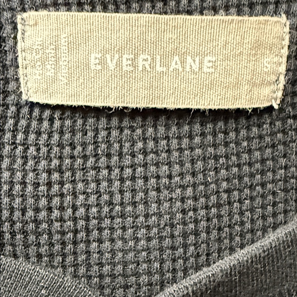 EVERLANE TOP TEE LONG SLEEVE BLACK WAFFLE KNIT COTTON BOXY SIZE S CROPPED (mens) - Picture 9 of 10
